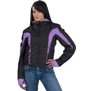 NexGen Ladies SH1906 Black Purple Textile Racer Motorcycle Jacket XXL Waterproof
